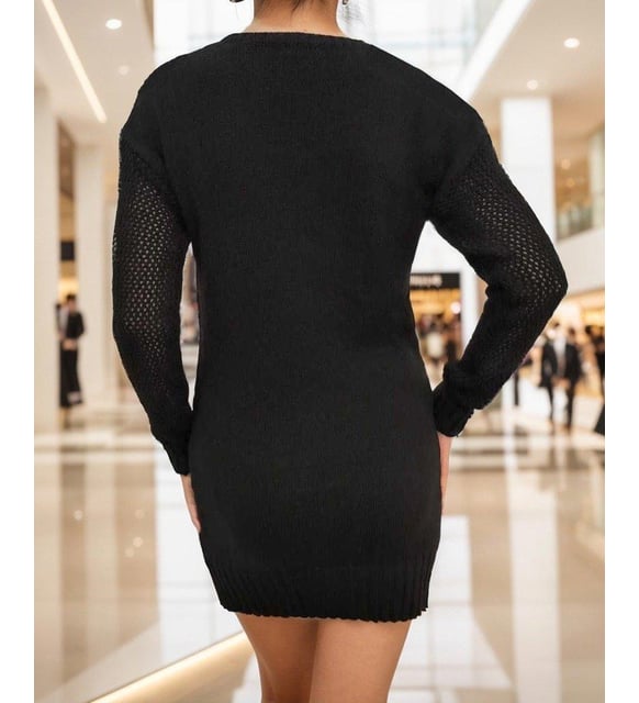 Pulloverkleid mit Zopfmuster, elegantes Strickkleid