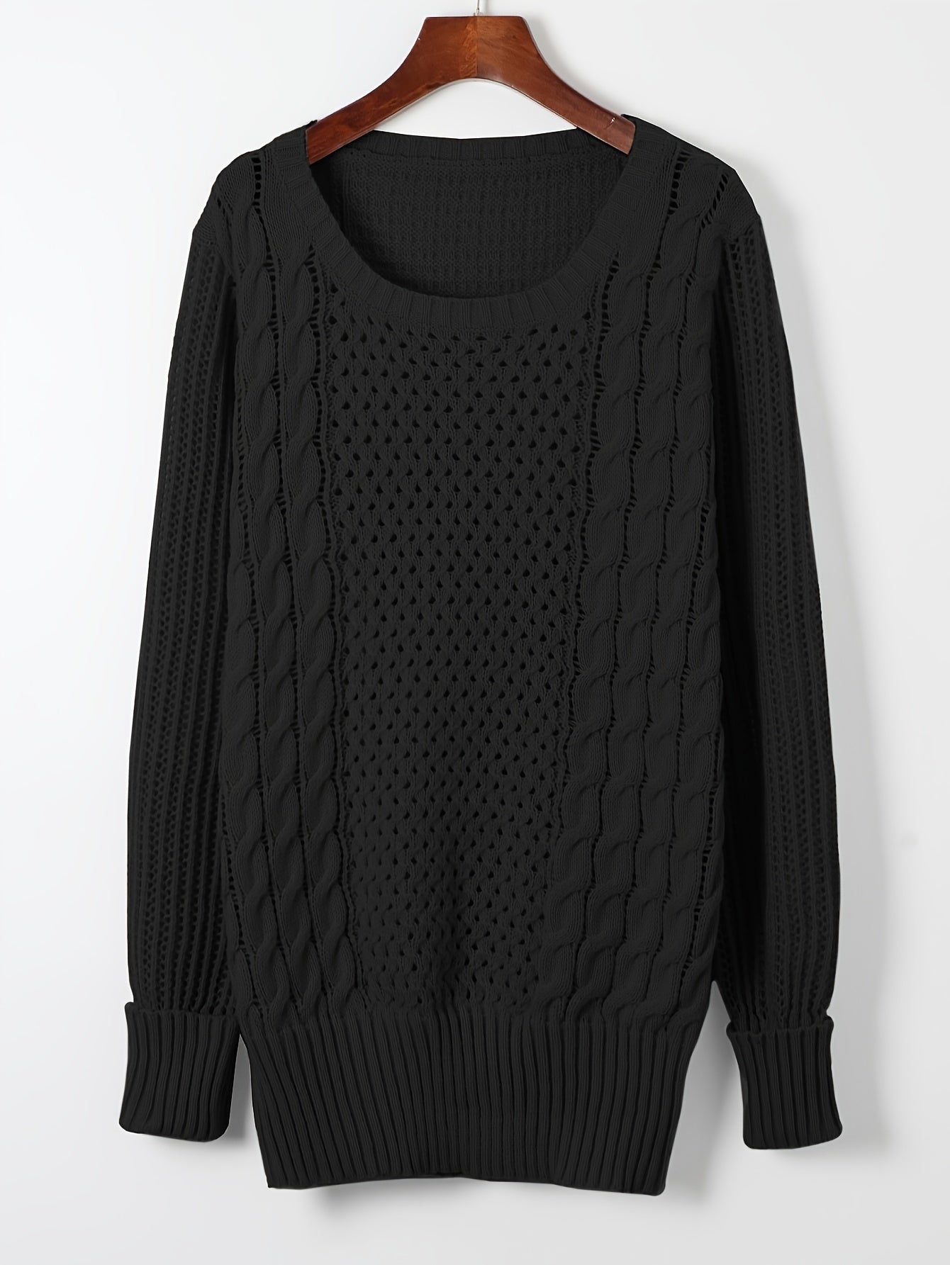 Pulloverkleid mit Zopfmuster, elegantes Strickkleid