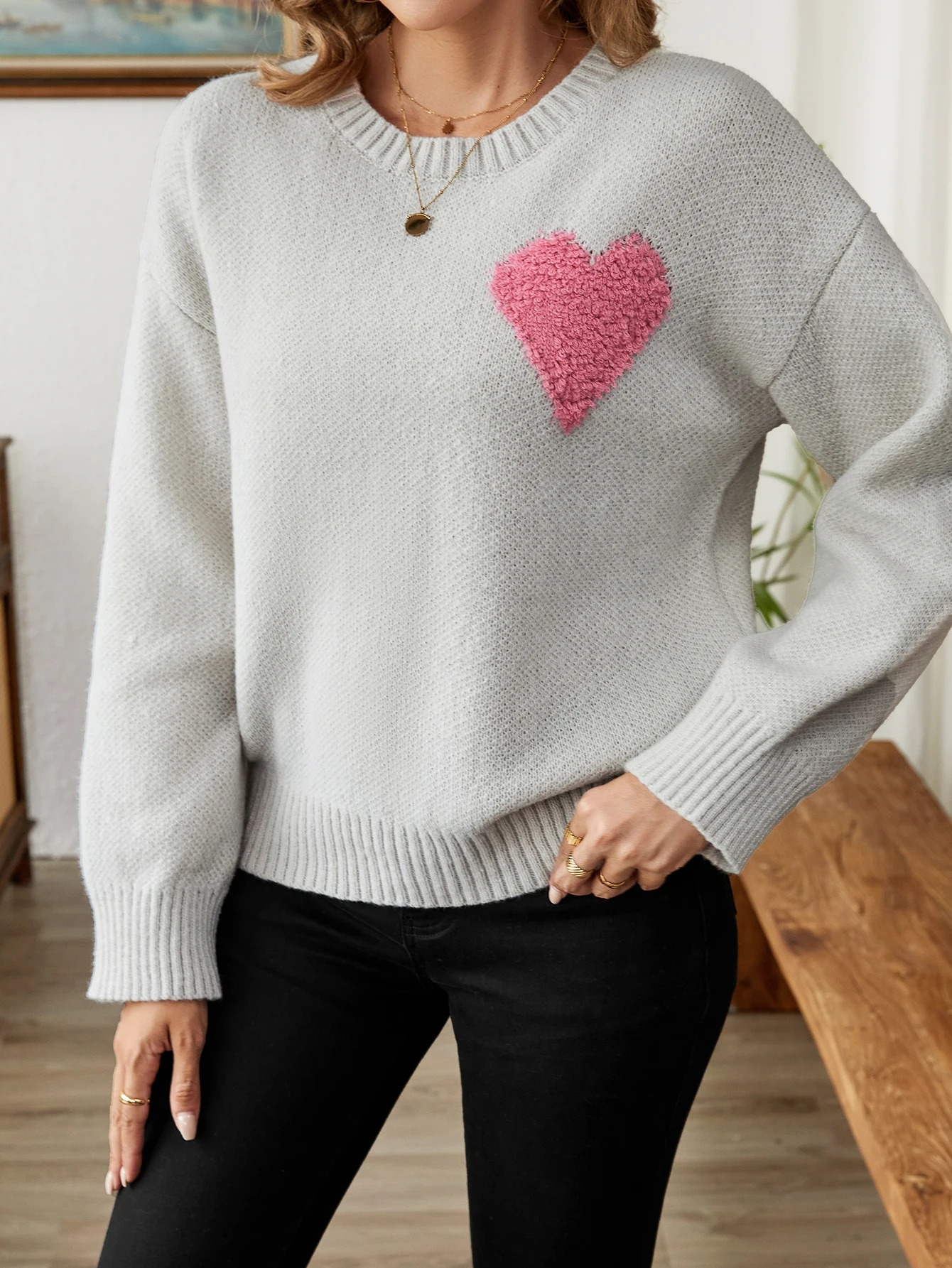 Reese - Weicher Strickpullover mit Herzmuster
