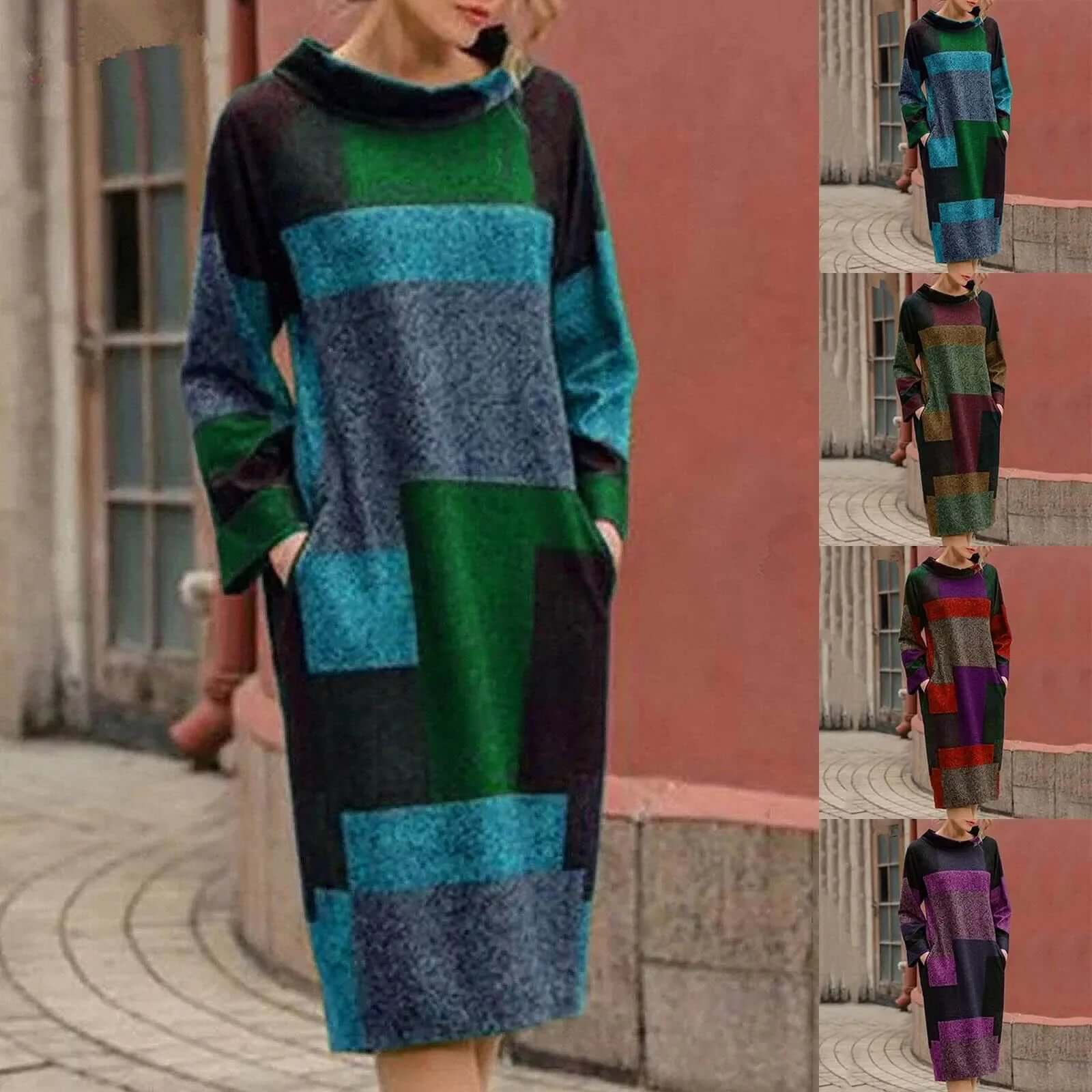 Retro-inspiriertes Patchwork-Maxikleid