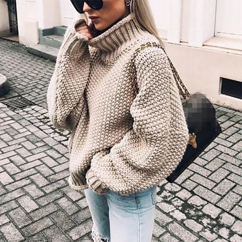 Damen Rollkragenpullover: Stilvoller und bequemer Pullover mit Rippdetails - J&B - 4 - Annoboutique