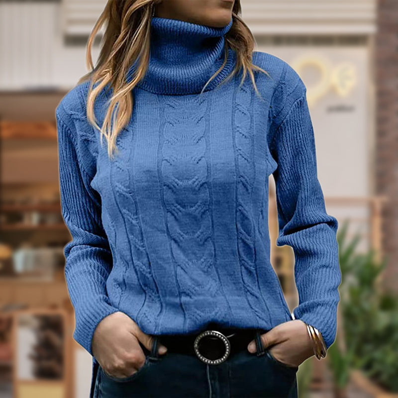 Rollkragenpullover Damen | Zopfmuster & Rippbündchen 3