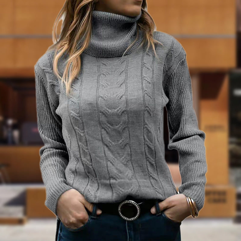 Rollkragenpullover Damen | Zopfmuster & Rippbündchen 5