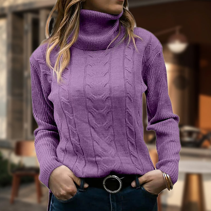 Rollkragenpullover Damen | Zopfmuster & Rippbündchen 6