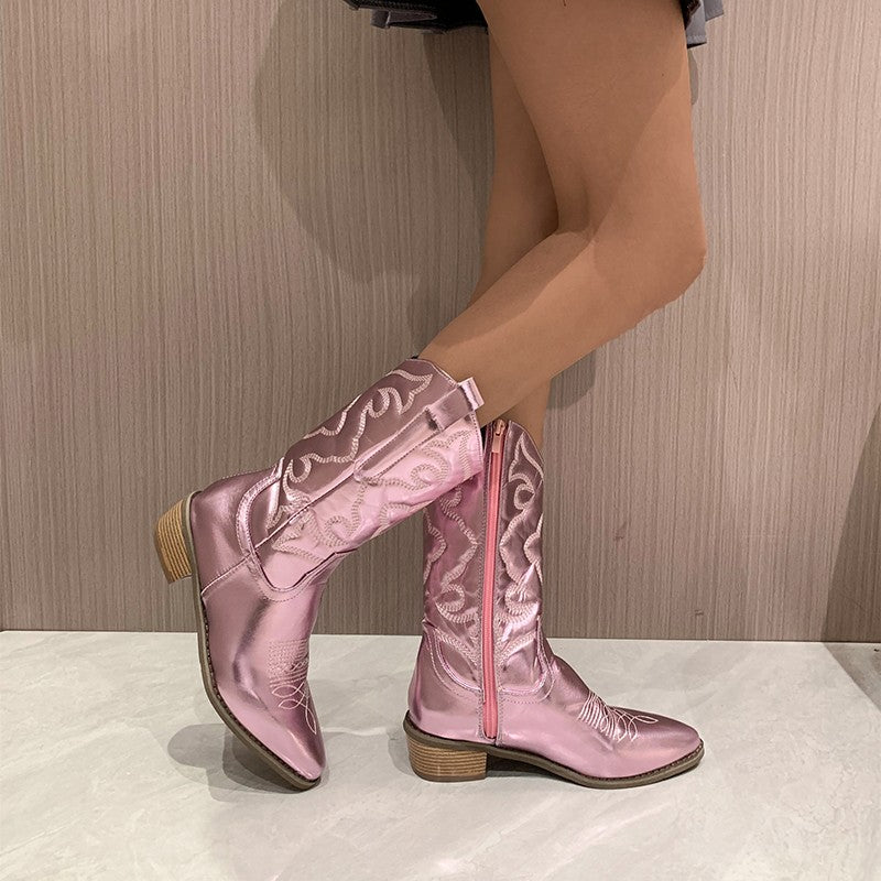 Cowboy-Stiefel Damen | Metallic-Look & Bequem 5