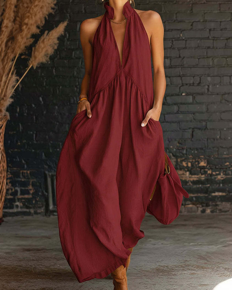 Saorla - Ärmelloses Maxikleid Aus Baumwolle Mit Hohem Kragen 2
