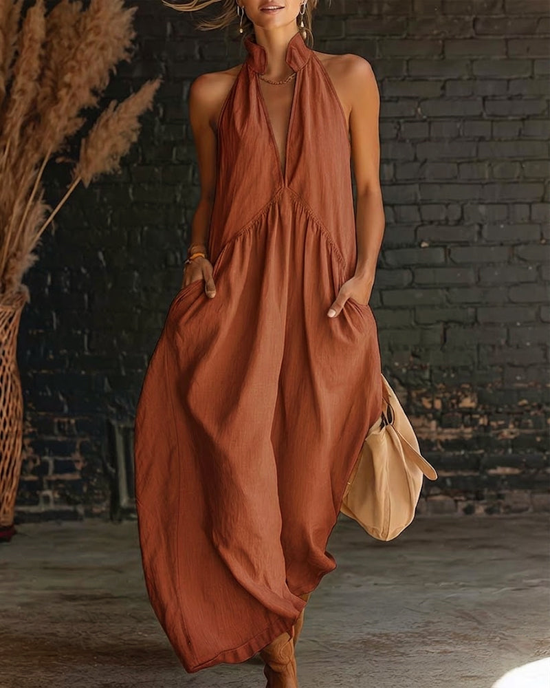 Saorla - Ärmelloses Maxikleid Aus Baumwolle Mit Hohem Kragen 4