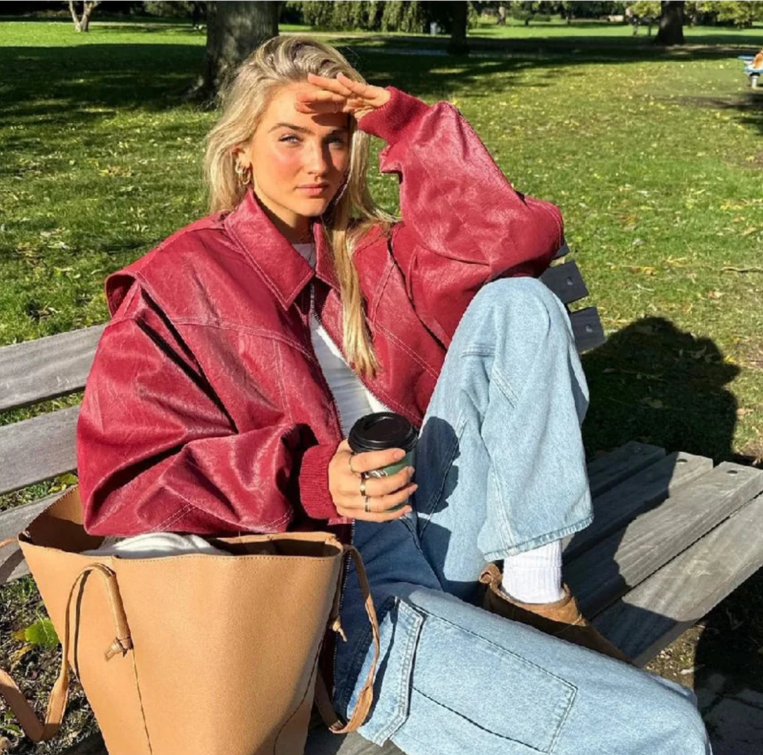 Bomberjacke Damen | Oversized Schnitt & Rippbündchen 4
