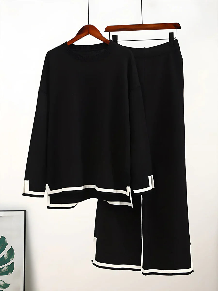 Schickes elastisches strick-loungeset