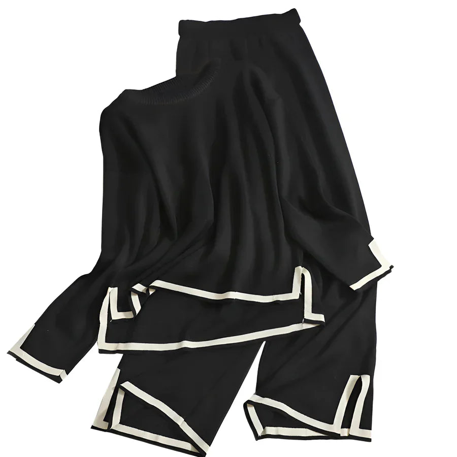 Schickes elastisches strick-loungeset