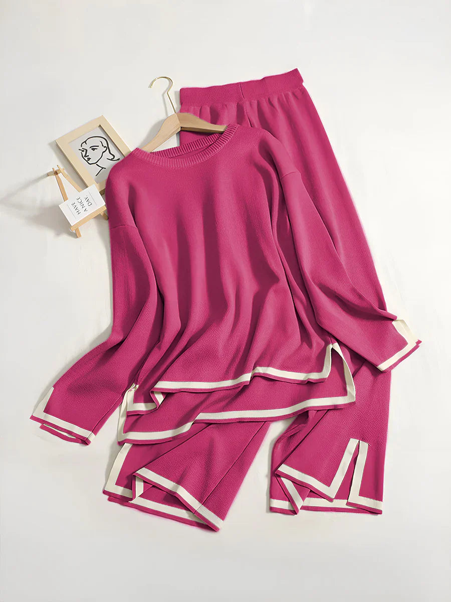 Schickes elastisches strick-loungeset