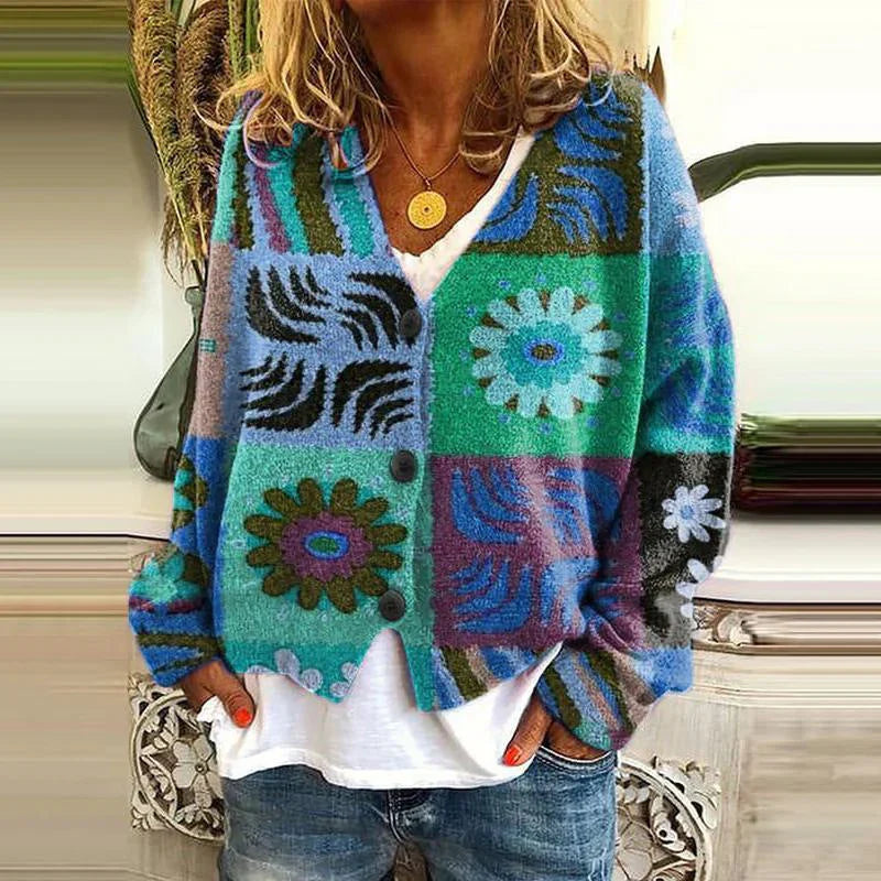 Schöner bedruckter Strickcardigan