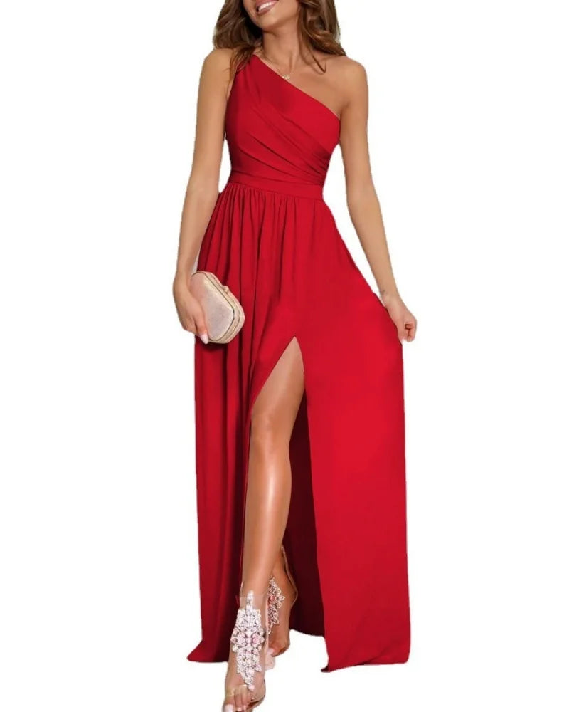 Schulterfreie, ärmellose, sexy, lange Bodycon-Kleider
