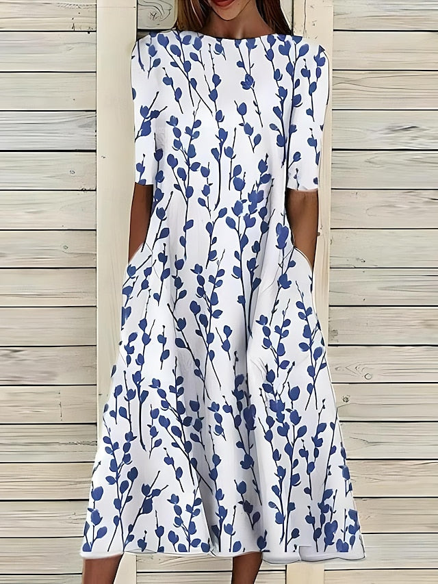 Sela™ – Küstenblumen Midi Kleid 0