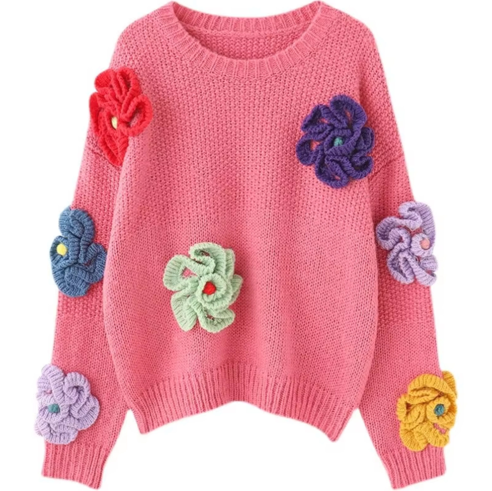Serenity - Vintage Strickpullover mit 3D Blumen