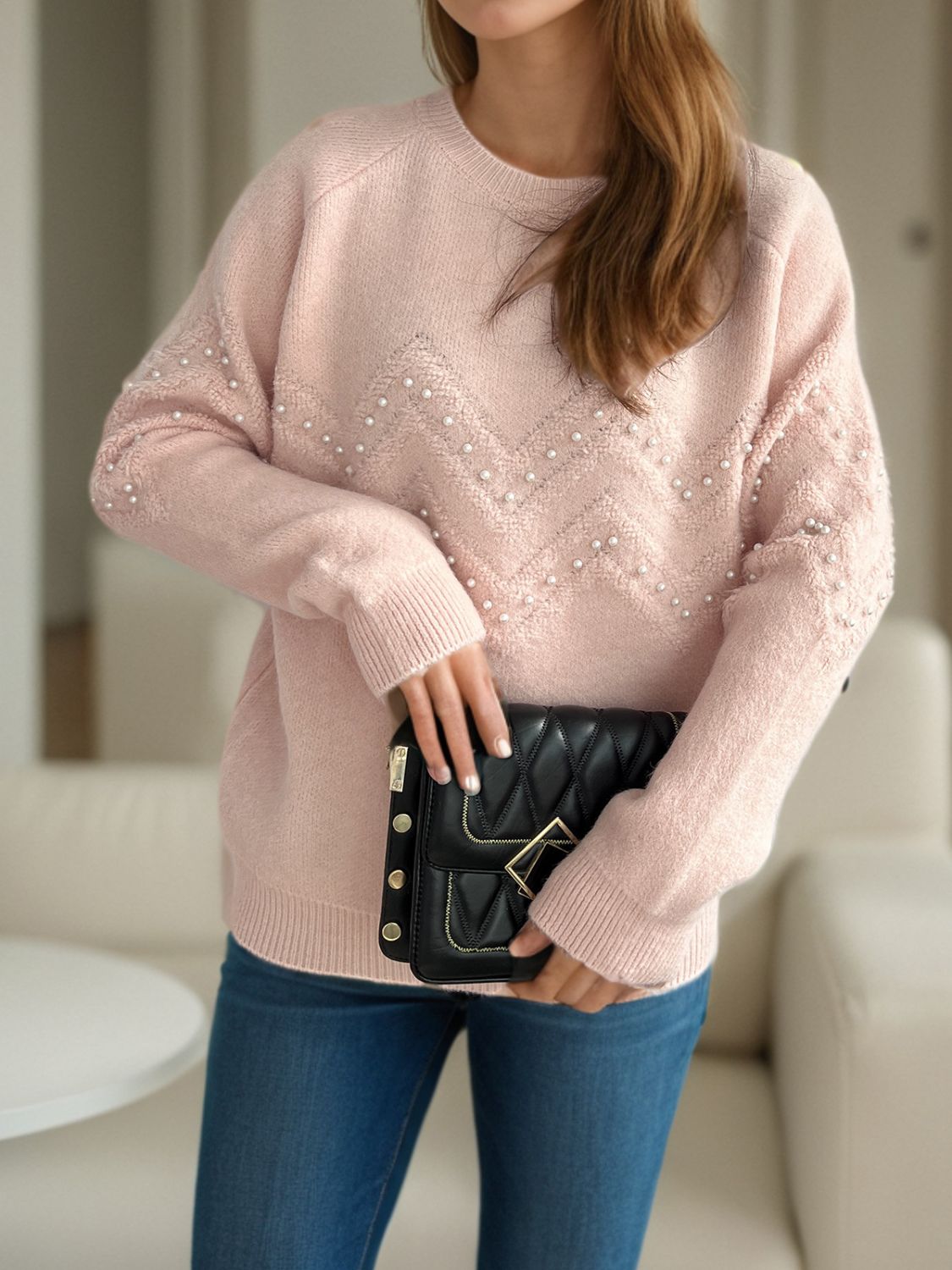 Sofía - Pullover mit Perlenbesatz warm