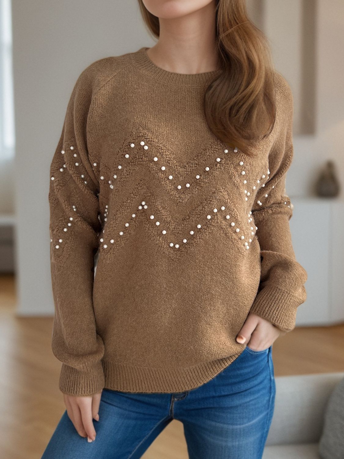Sofía - Pullover mit Perlenbesatz warm