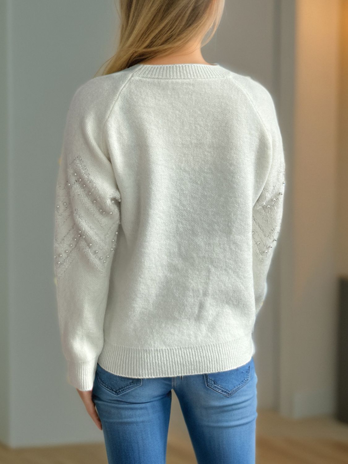 Sofía - Pullover mit Perlenbesatz warm
