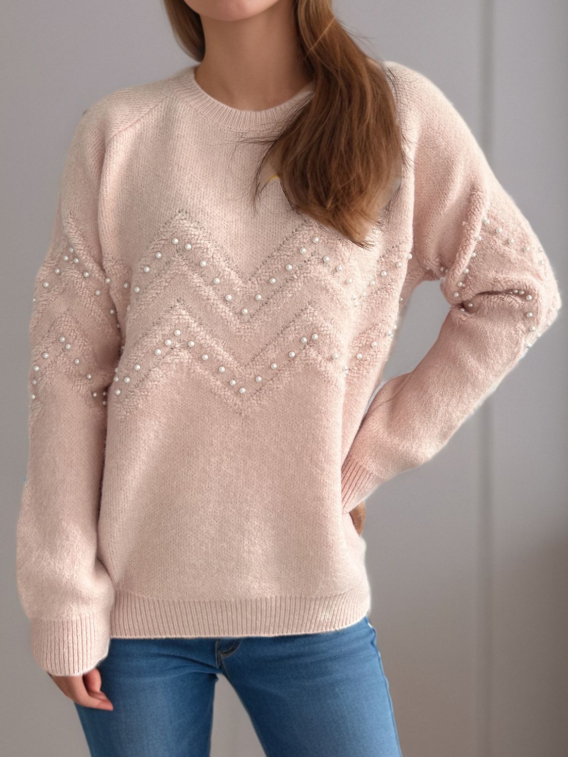 Sofía - Pullover mit Perlenbesatz warm