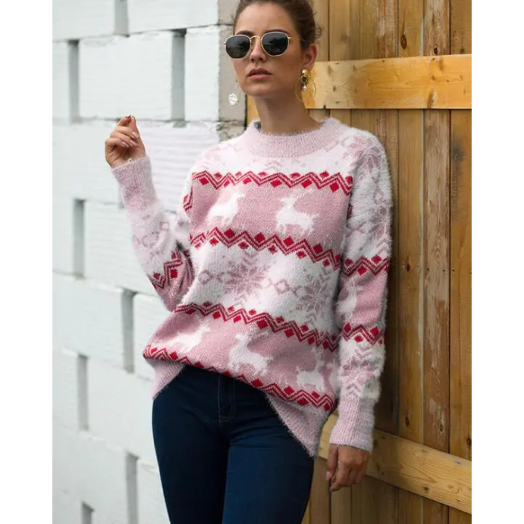 Solina - Damen Rundhalsausschnitt Winter Pullover