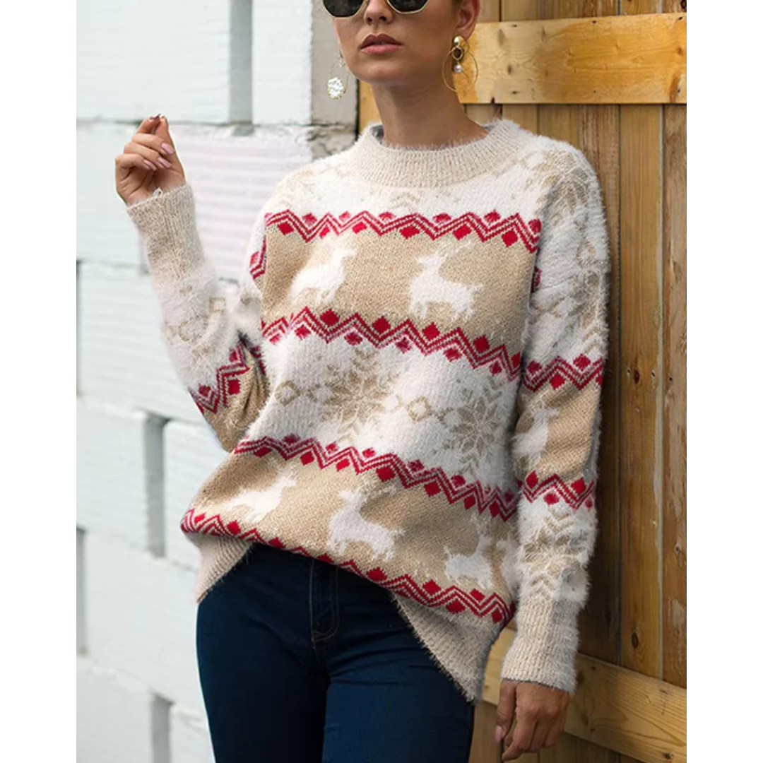 Solina - Damen Rundhalsausschnitt Winter Pullover