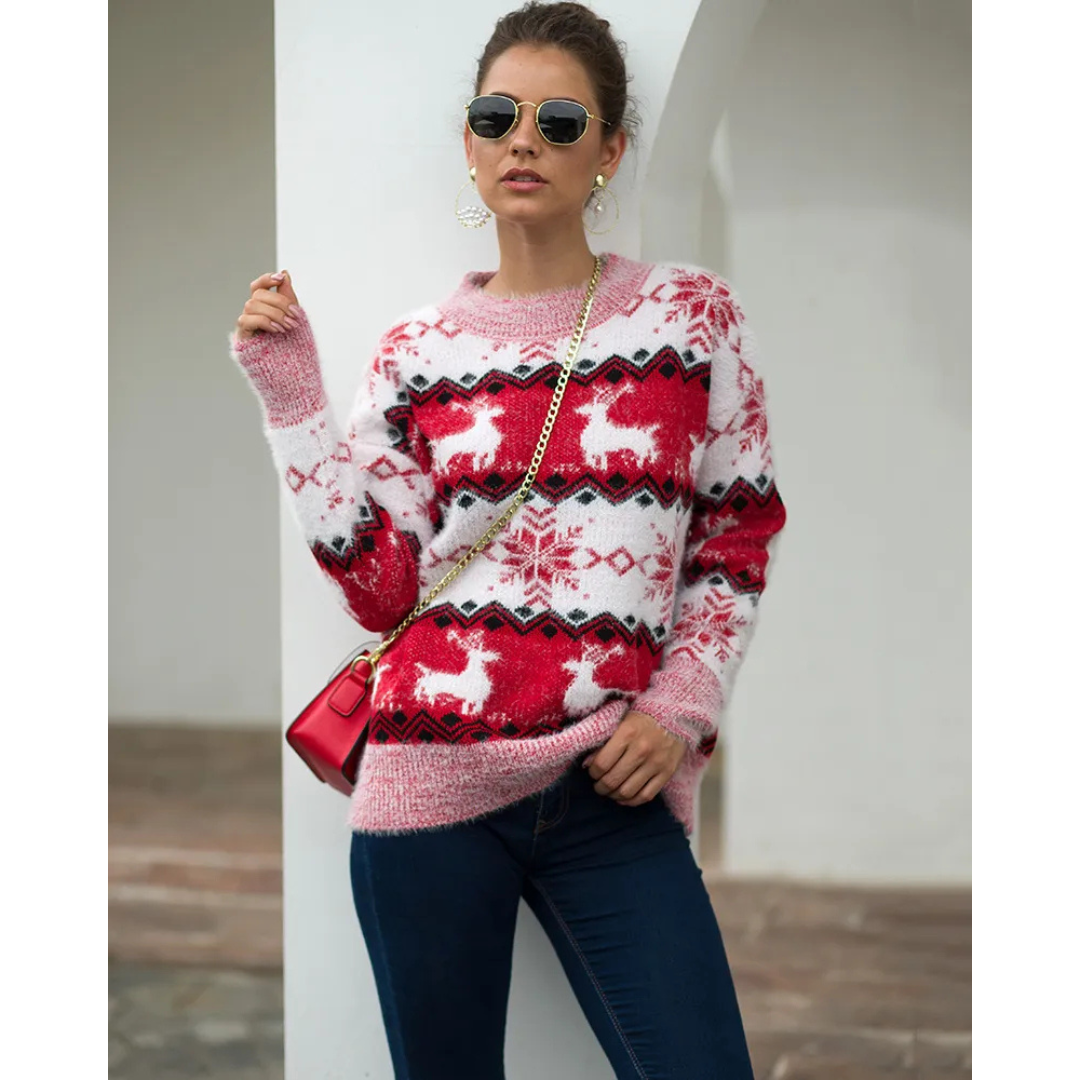 Solina - Damen Rundhalsausschnitt Winter Pullover