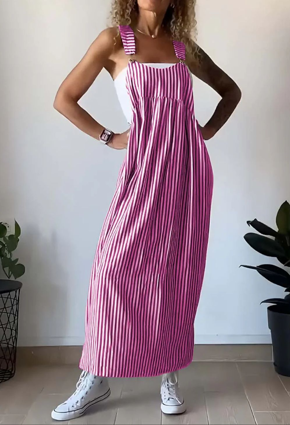 Sommer Jumpsuit Damen | Streifenmuster & Latzträger-Design