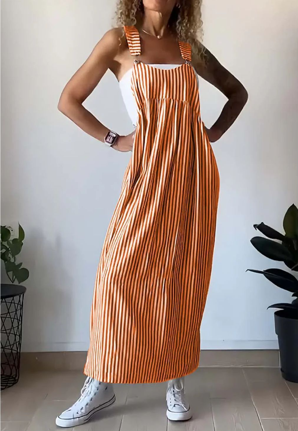 Sommer Jumpsuit Damen | Streifenmuster & Latzträger-Design