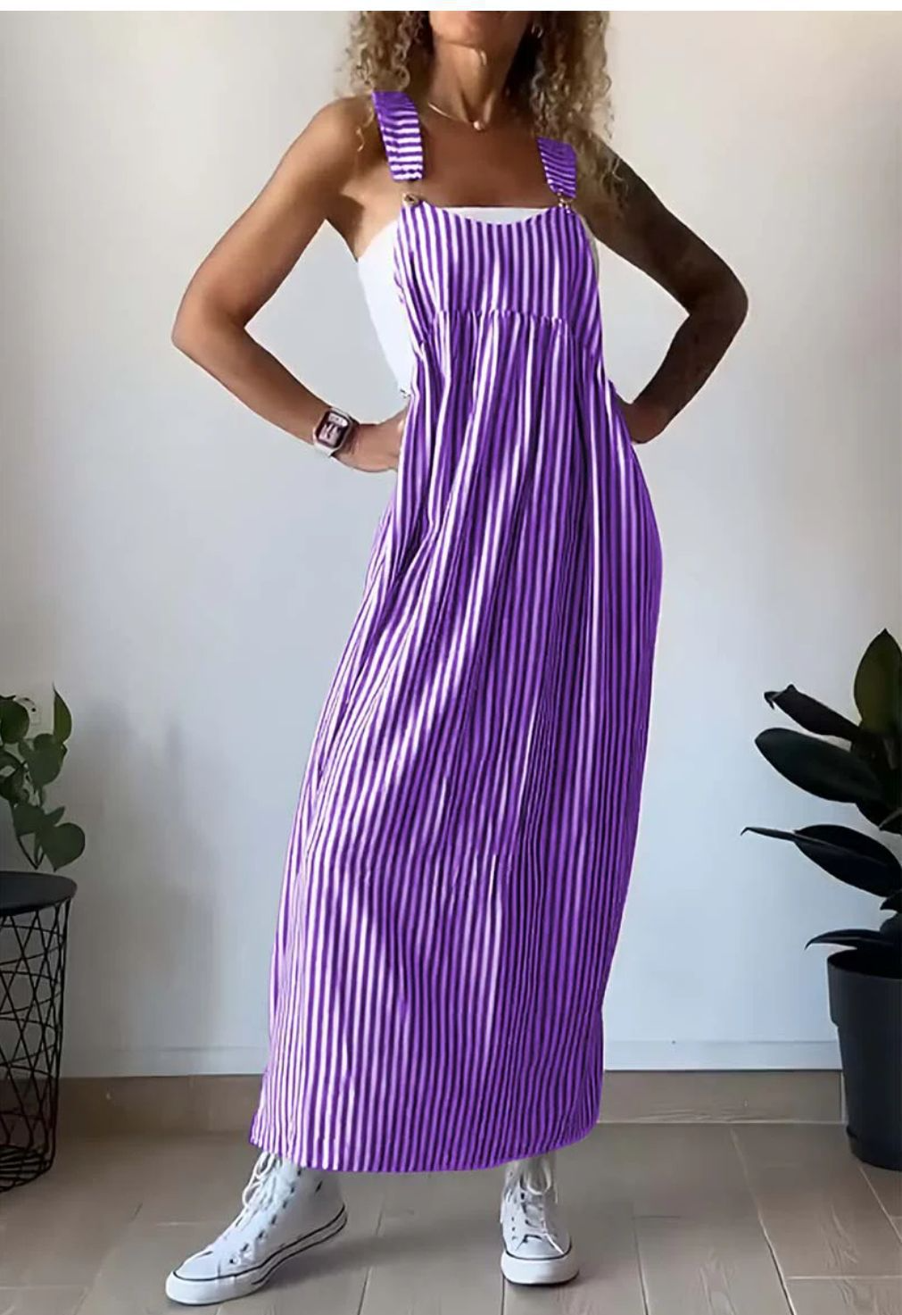 Sommer Jumpsuit Damen | Streifenmuster & Latzträger-Design
