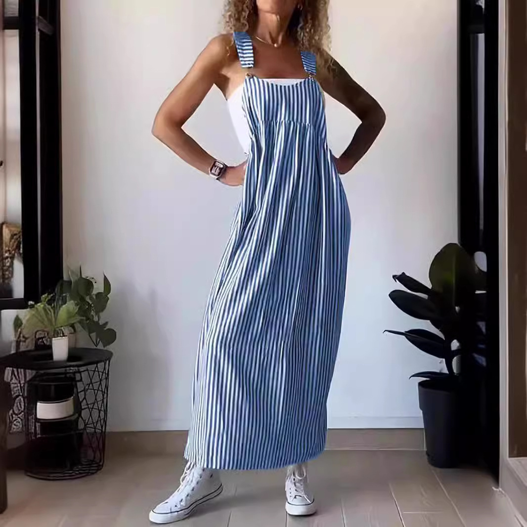Sommer Jumpsuit Damen | Streifenmuster & Latzträger-Design