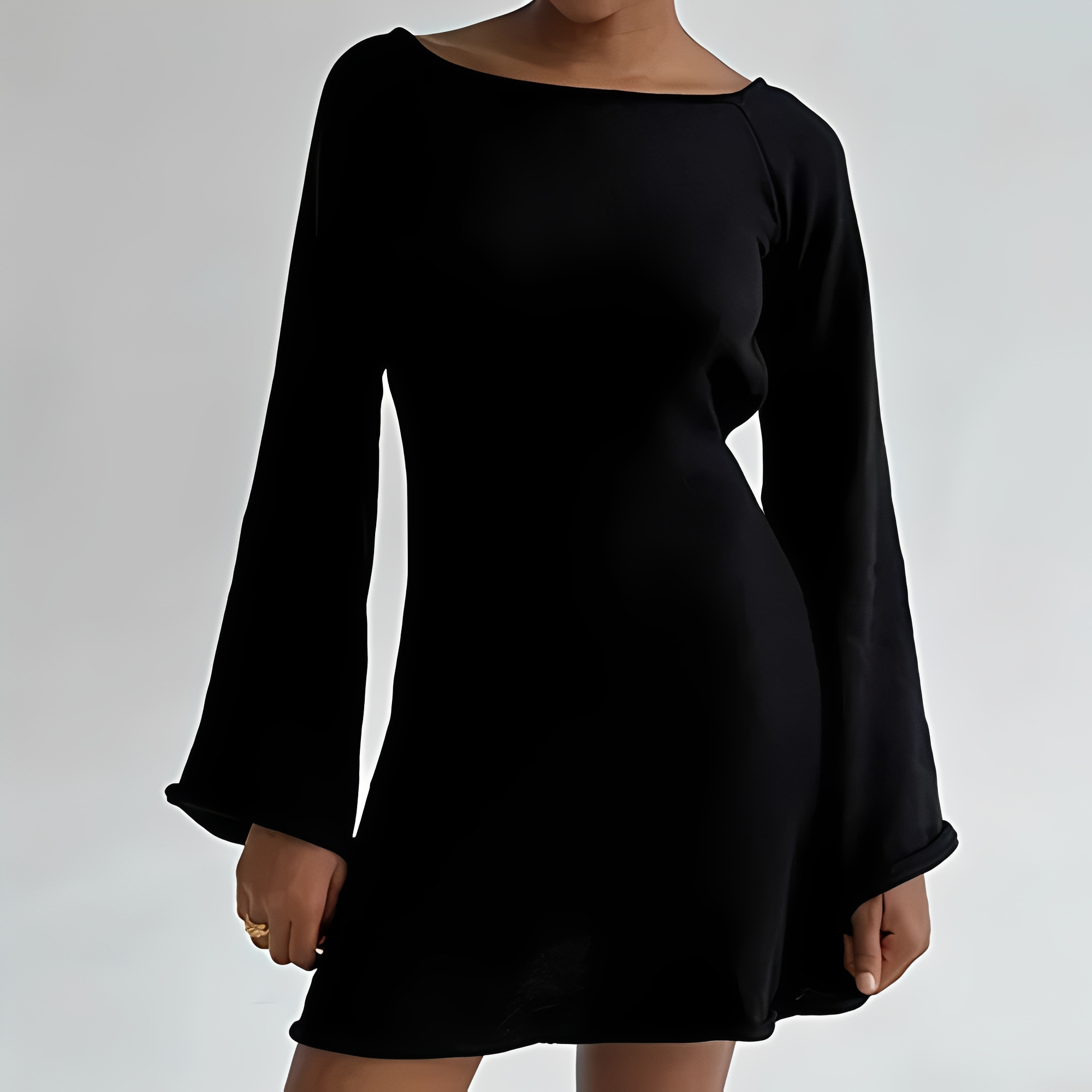 Sommerkleid Damen | Figurbetontes Minikleid mit Trompetenärmeln