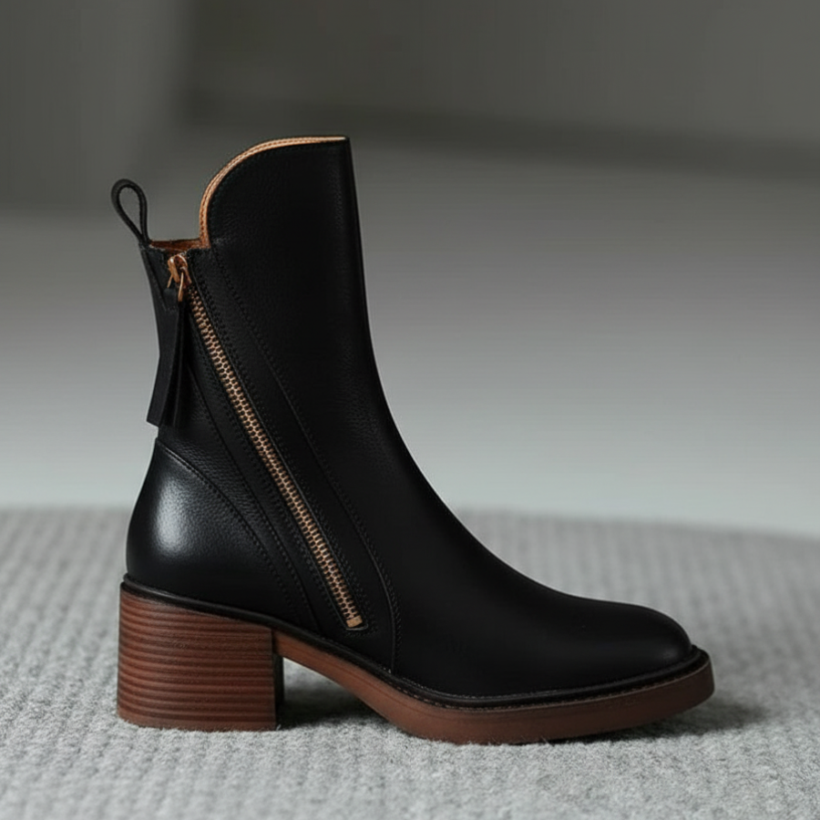 Stiefeletten Damen | Blockabsatz & Reißverschluss