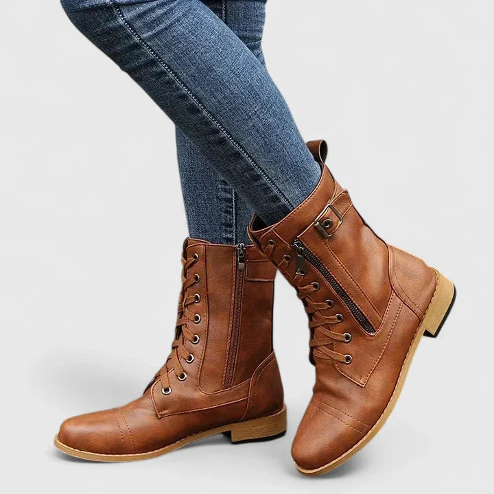 Stiefeletten Damen | Schnürung & Seitlicher Reißverschluss