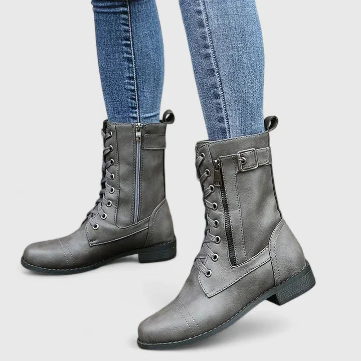 Stiefeletten Damen | Schnürung & Seitlicher Reißverschluss