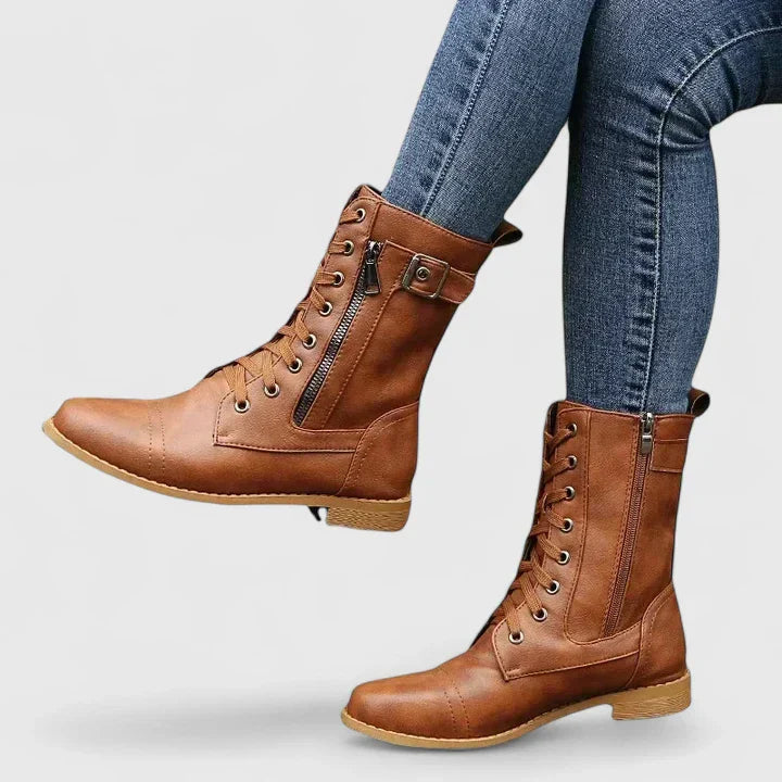 Stiefeletten Damen | Schnürung & Seitlicher Reißverschluss