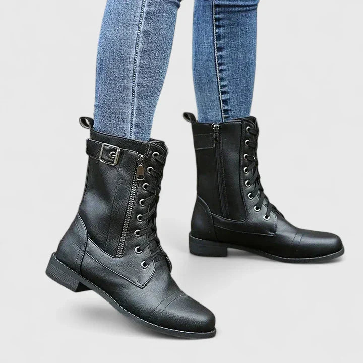 Stiefeletten Damen | Schnürung & Seitlicher Reißverschluss