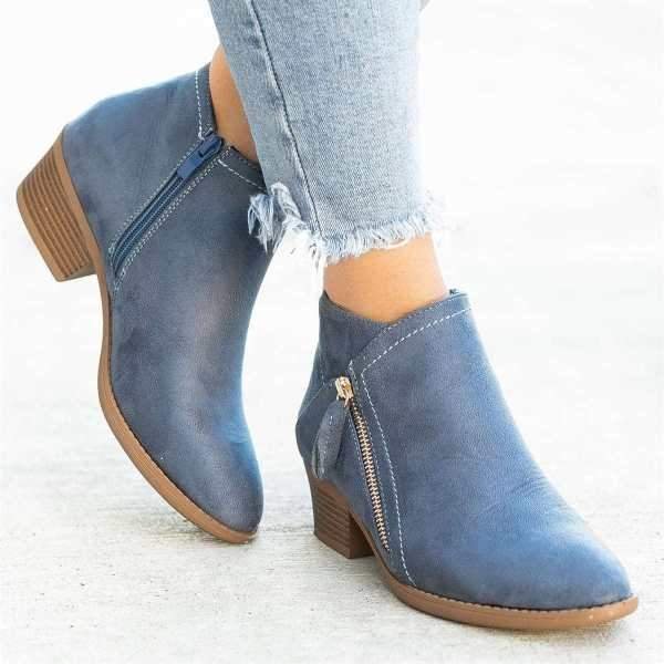 Stiefeletten Damen | Seitlicher Reißverschluss & Blockabsatz