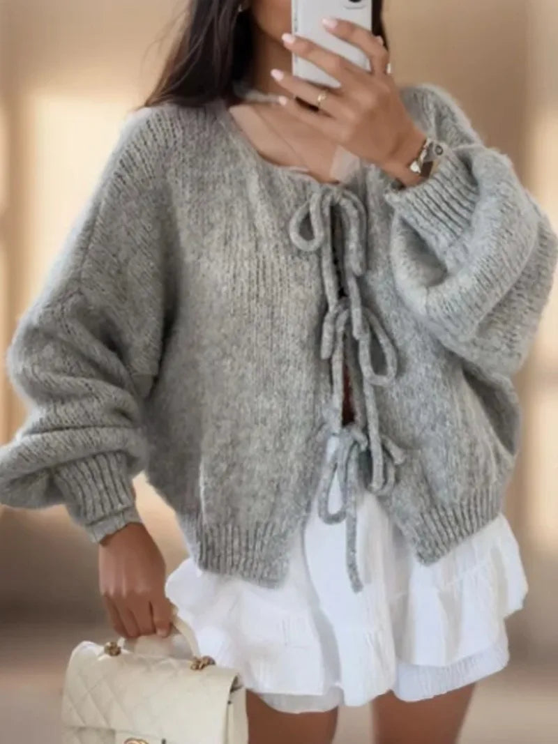 Strickcardigan Damen | Schleifen & Wärmend
