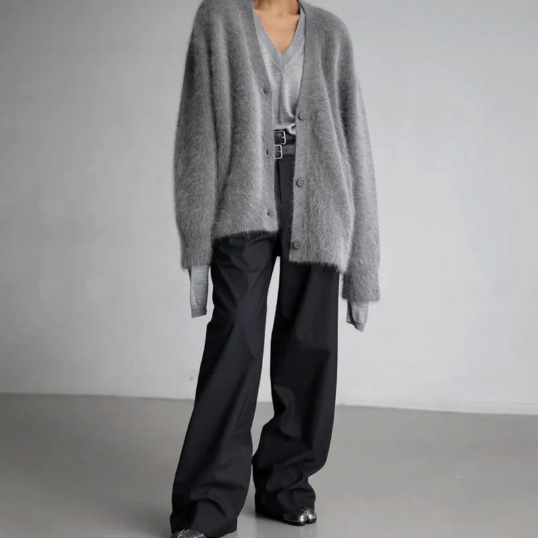 Strickjacke Damen | Flauschig & Weicher V-Ausschnitt 4