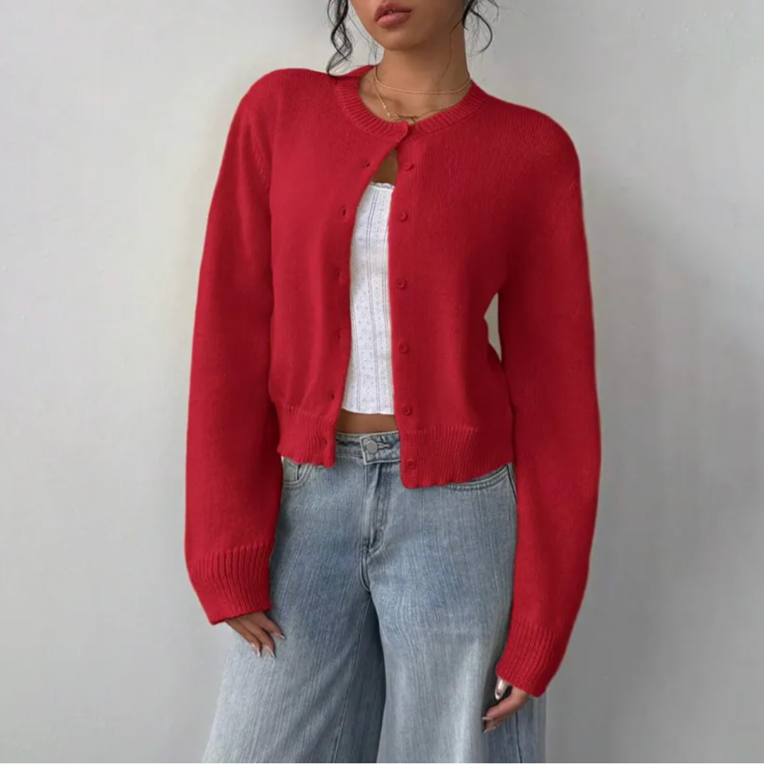 Strickjacke Damen | Kurzer Schnitt & Knopfleiste