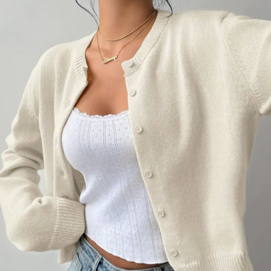 Strickjacke Damen | Kurzer Schnitt & Knopfleiste