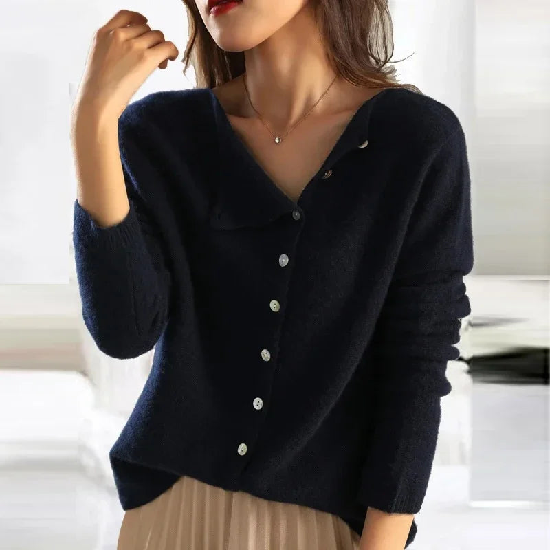 Strickjacke Damen | U-Boot-Ausschnitt & Knopfleiste