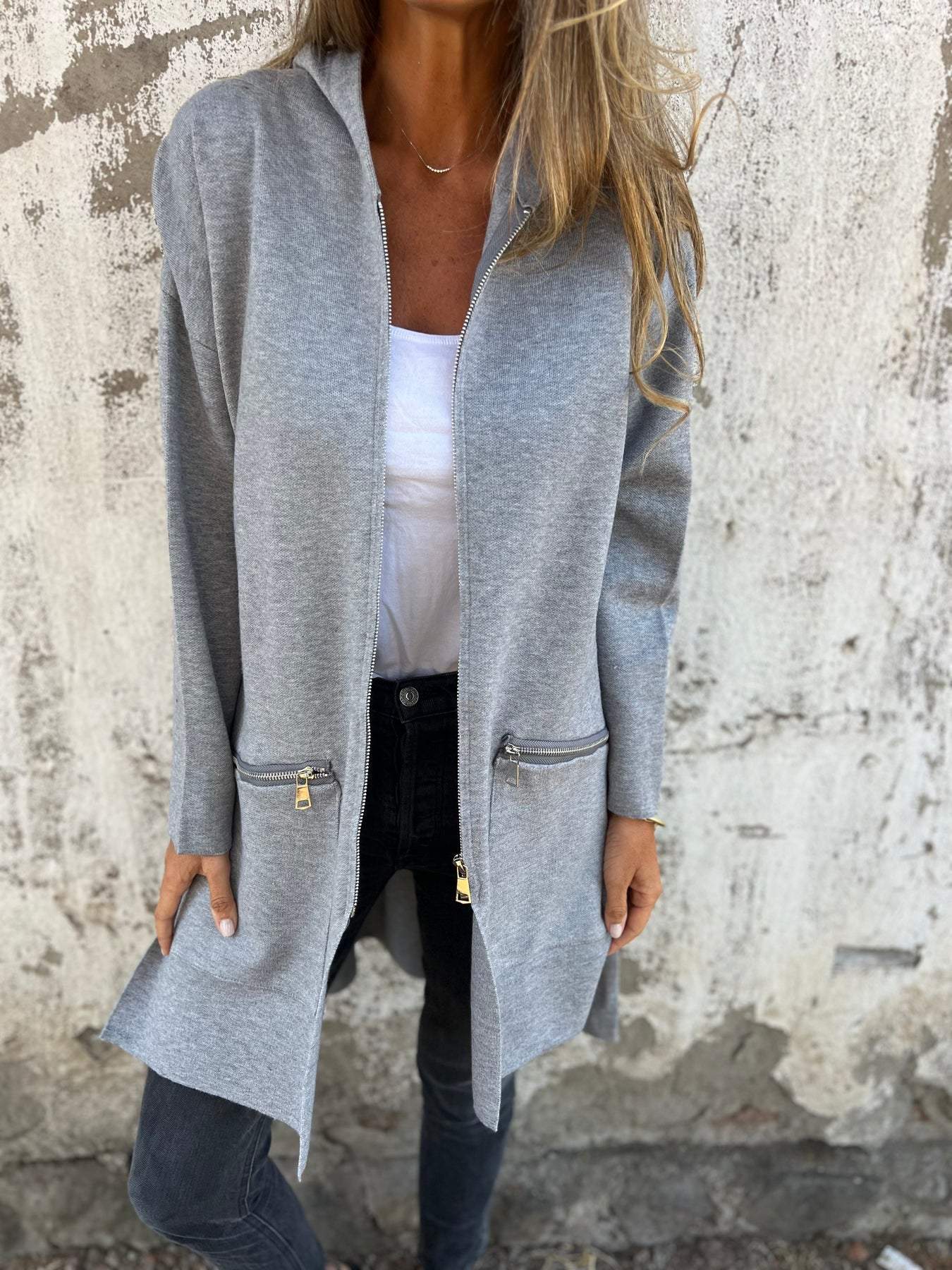 Strickjacke mit Reißverschluss und langen Ärmeln 8