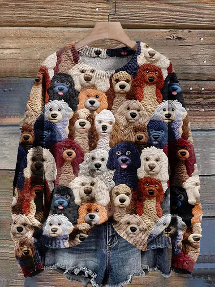 Strickpulli mit Hundeaufdruck