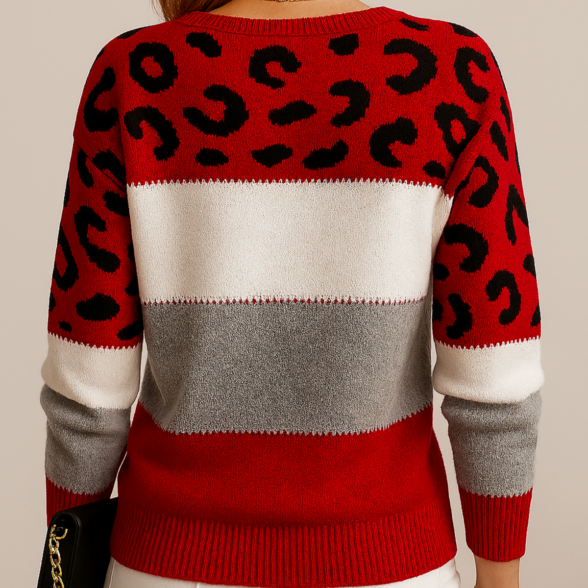 Strickpullover Damen | Farbblock & Leopardenmuster 6