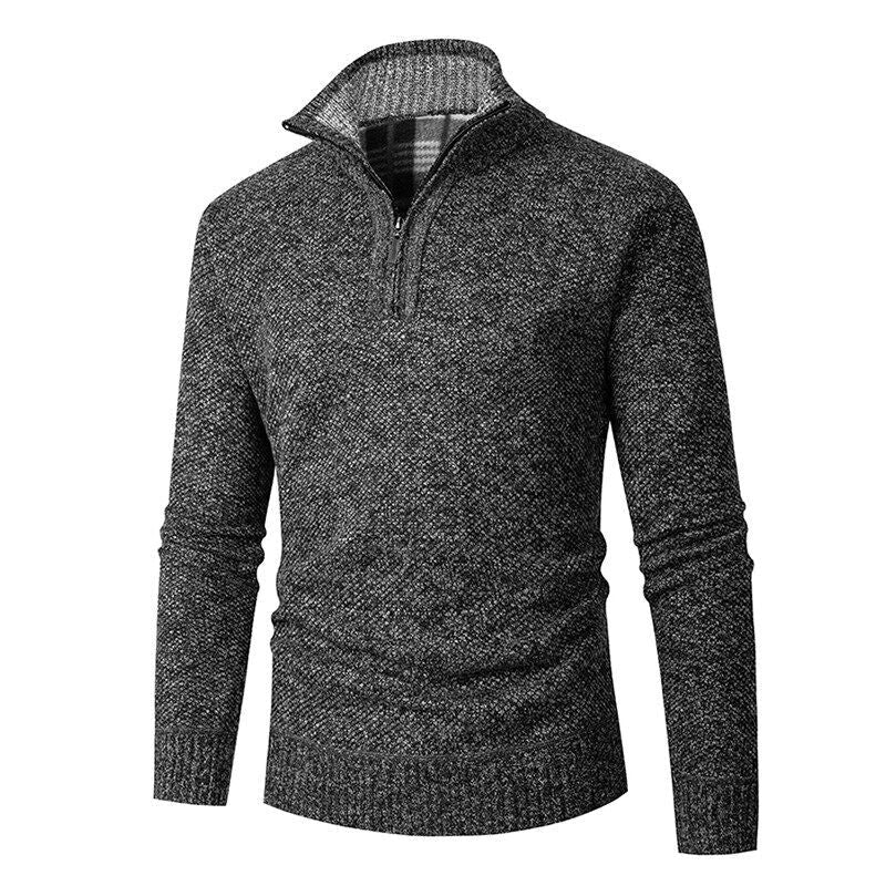Strickpullover Herren | Halbzip mit Karo-Kragen 5