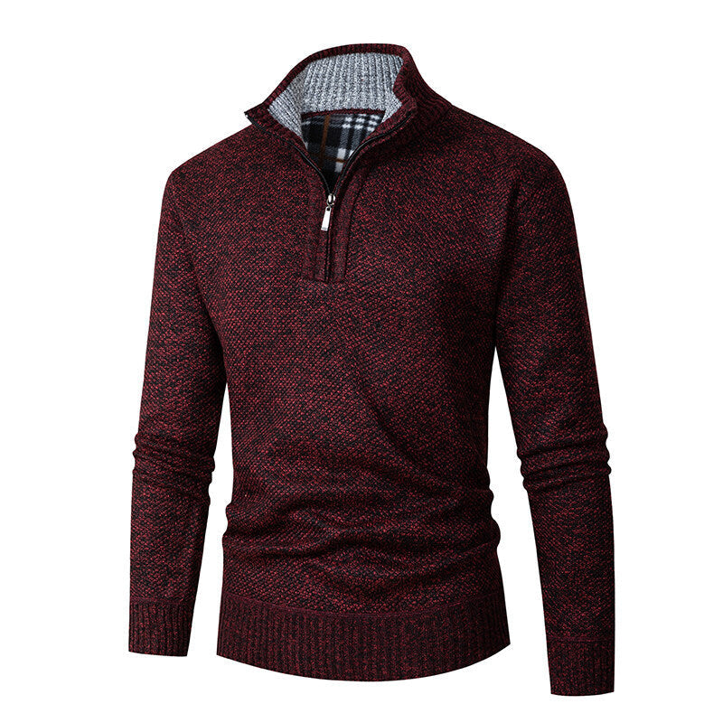Strickpullover Herren | Halbzip mit Karo-Kragen 6