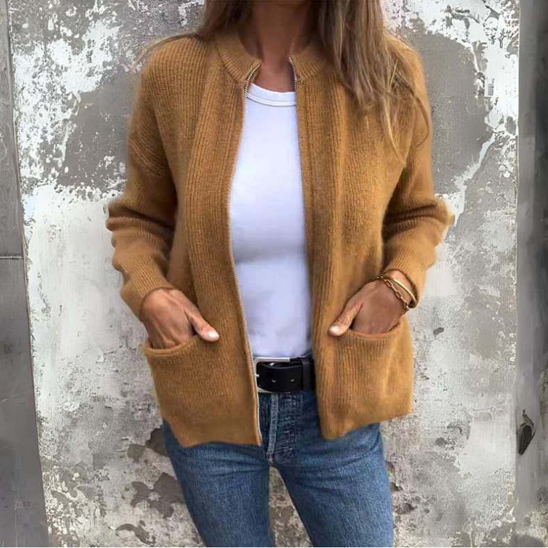 Strickstrickjacke mit Reißverschluss