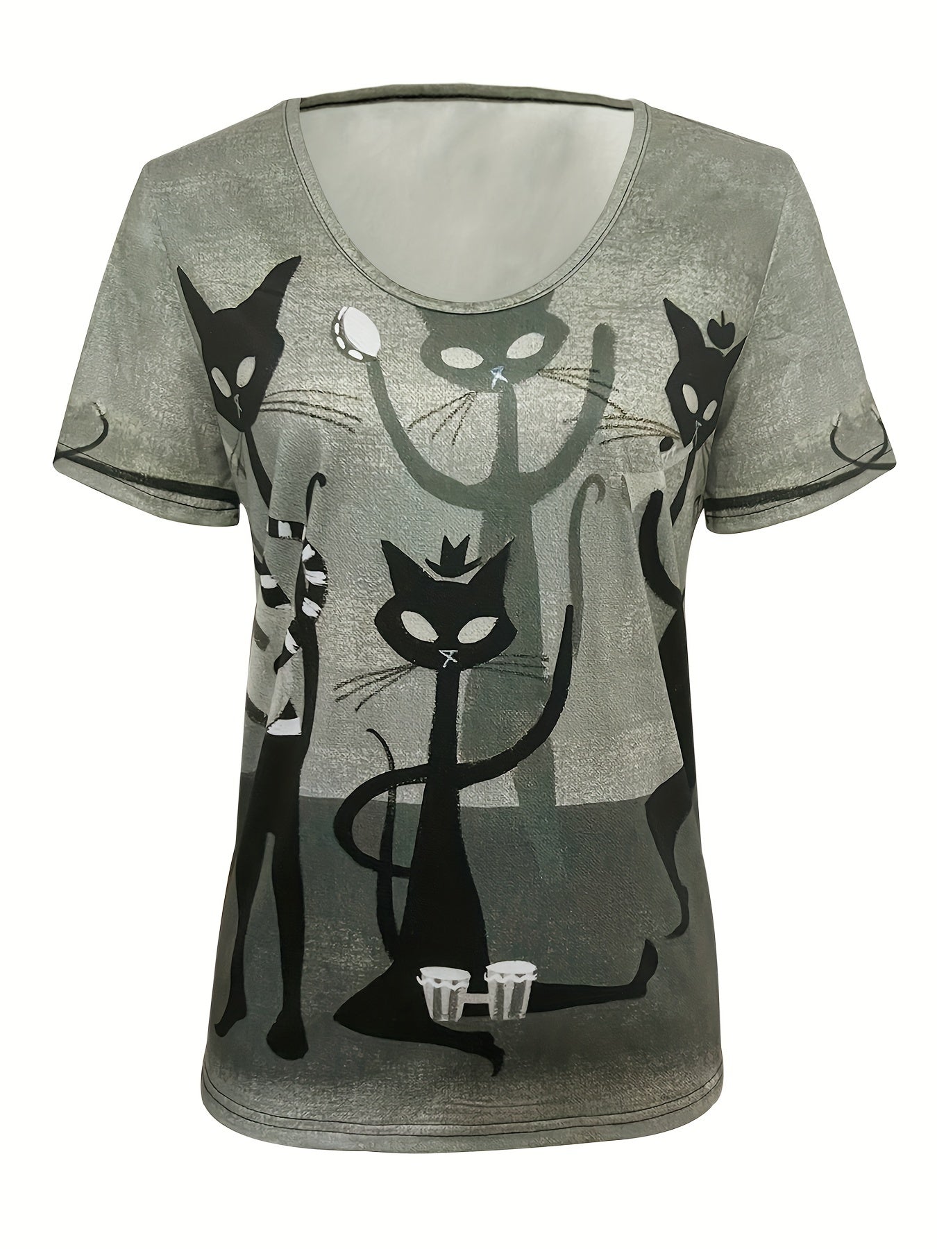 Sue™ - Lässiges T-Shirt mit Katzenmotiv 3