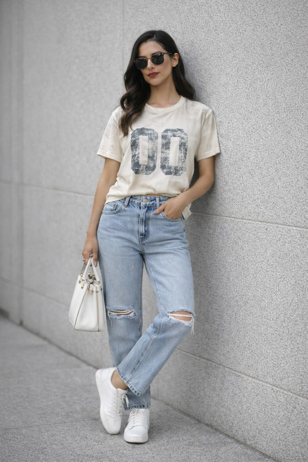 T Shirt Damen | Oversized Vintage-Print & Used-Look